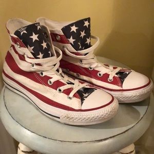 American Flag high top converse